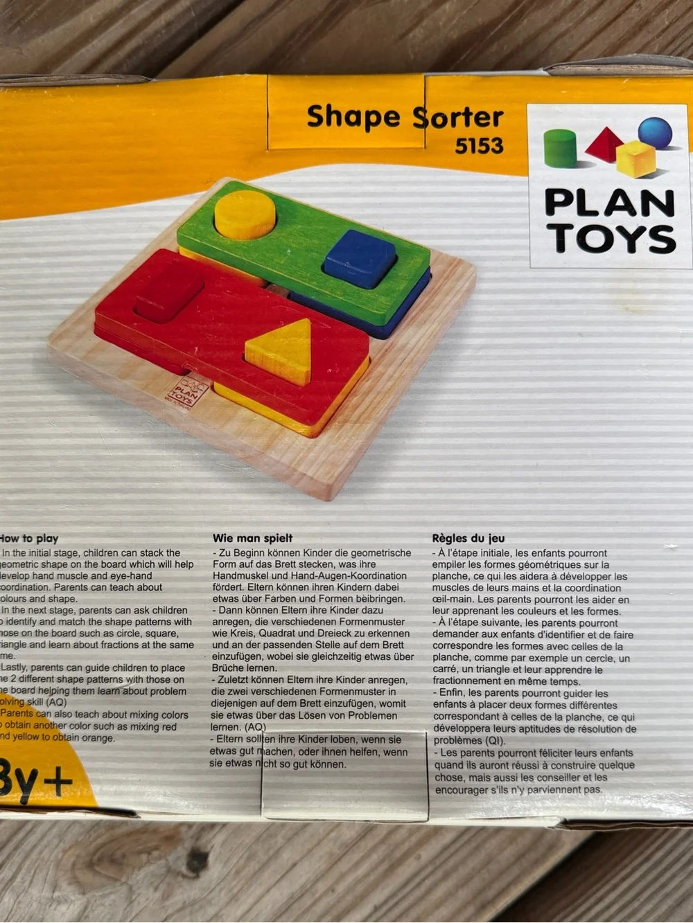 Plan Toys Wooden Shape Sorter 5153 NIB Montessori Toddler Educational Toy